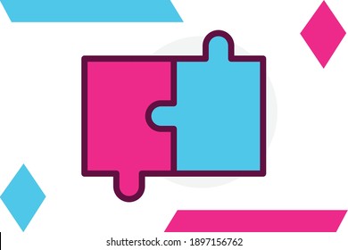  Puzzle icon filled line color .Game genres and attributes elements. 