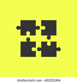 Puzzle icon flat. 