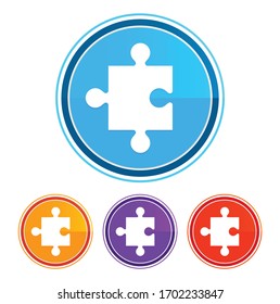 Puzzle icon flat design round buttons set illustration design isolated on white background