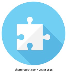 Puzzle icon. Flat design style modern vector illustration. Isolated on stylish color background. Flat long shadow icon. Elements in flat design. 
