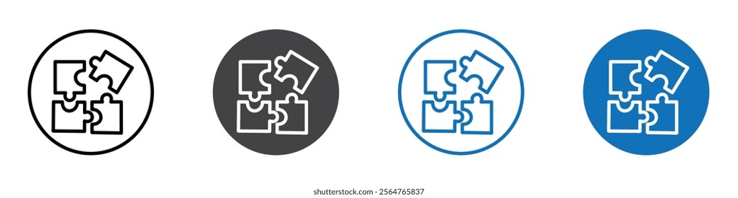 Puzzle icon flat editable icon mark set.