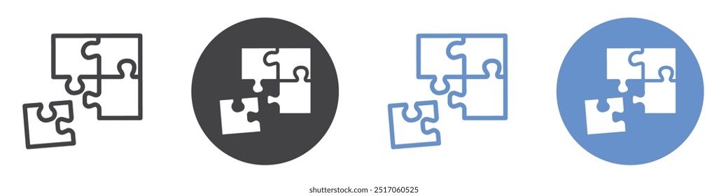 Ícone de quebra- cabeça conjunto de símbolos de linha plana.