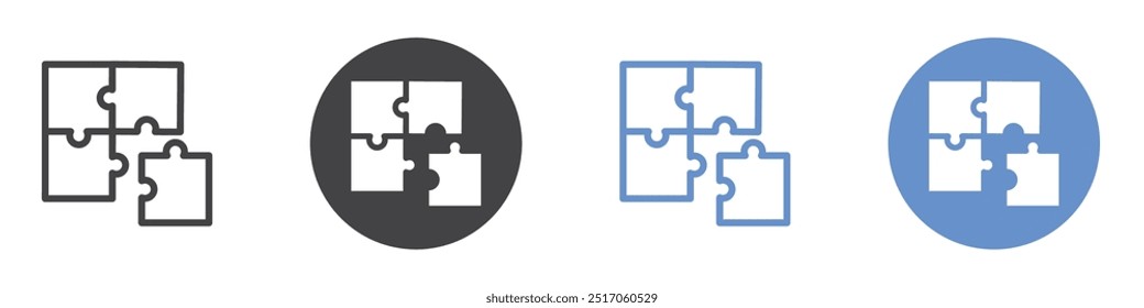 Puzzle icon flat line symbol set.