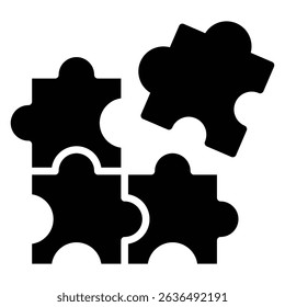 Puzzle icon Flat outline fill black and white