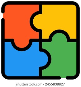 icono de rompecabezas en estilo de contorno plano
