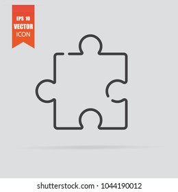 Puzzle icon in flat style isolated on grey background. For your design, logo. Vector illustration.