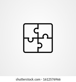 Puzzle Icon Flat Vector Design In Outline Style