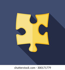 Puzzle Icon. Flat Vector Icon With Long Shadow Design Collection.