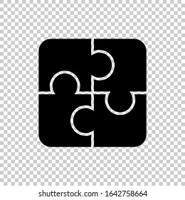 Puzzle Icon Flat Vector On Transparent Background