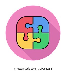 Puzzle icon. Flat vector related icon whit long shadow for web and mobile applications. It can be used as - logo, pictogram, icon, infographic element. Vector Illustration. 