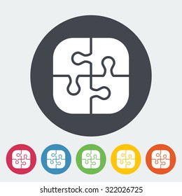 Icono de rompecabezas. Icono relacionado con Vector plano para aplicaciones de Web y móviles. Se puede utilizar como - logotipo, pictograma, icono, elemento de infografía. Ilustración vectorial.