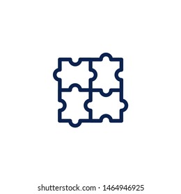 Puzzle icon. Four pieces puzzle flat vector illustration 