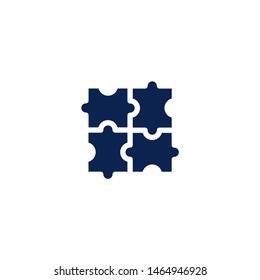 Puzzle icon. Four pieces puzzle flat vector illustration 