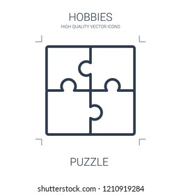 puzzle icon. high quality line puzzle icon on white background. from hobbies collection flat trendy vector puzzle symbol. use for web and mobile