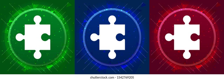 Puzzle icon isolated on elegant modern design abstract buttons set illustration