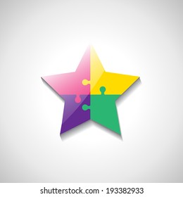 Puzzle Icon - Isolated On Gray Background, Vector Illustration, Graphic Design Editable For Your Design