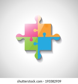 Puzzle Icon - Isolated On Gray Background, Vector Illustration, Graphic Design Editable For Your Design 