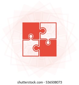 Puzzle icon isolation on an abstract background. Vector illustration flat design. Toy puzzle as a symbol of teamwork, unification, connection.