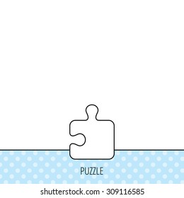 Puzzle icon. Jigsaw logical game sign. Boardgame piece symbol. Circles seamless pattern. Background with icon. Vector