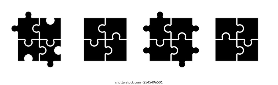 Puzzle icon. Jigsaw puzzle with pieces. Flat style