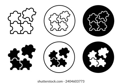 Icono del rompecabezas. patrón de bloques cuadrados de jigsaw para coincidir en grupo. colaboración mutua en los negocios para conectarse entre sí en combinación con el vector de símbolo de juego de puzzle completo. rompecabezas   