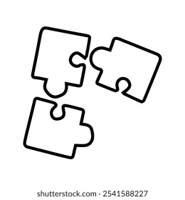 Puzzle icon, jigsaw puzzle icon vector. Customizable thin line illustration.  Editable stroke.