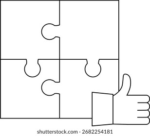 puzzle icon and like icon with white background.with black lines