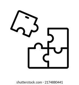 Puzzle Icon. Line Art Style Design Isolated On White Background