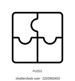 puzzle icon. Line Art Style Design Isolated On White Background