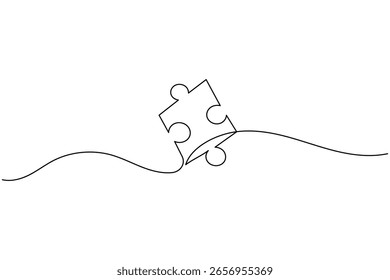 Puzzle-Symbol Linie durchgehende Zeichnung mit Problemlösung einzelne Kontur Vektorgrafik