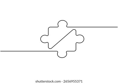 Dibujo continuo de la línea del icono del rompecabezas con la Ilustración vectorial aislada del contorno de la solución de problemas