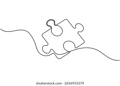 Ícone de quebra- cabeça linha desenho contínuo com resolução de problemas isolar contorno vetor ilustração