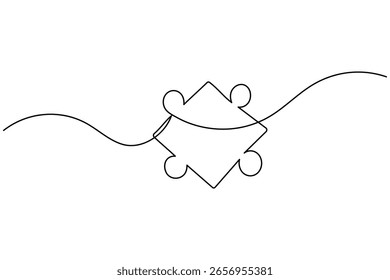 Dibujo continuo de la línea del icono del rompecabezas con la Ilustración vectorial aislada del contorno de la solución de problemas