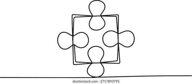 Puzzle icon line continuous drawing with problem solving isolate outline vector illustration. one line Icon drawing
