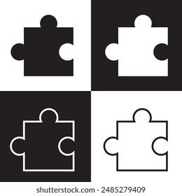 Puzzle icon. Line, solid and filled  version, outline and filled vector sign. Plugins symbol, logo illustration. Different style icons set. Pixel perfect vector illustration. EPS 10