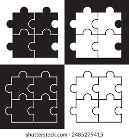 Puzzle icon. Line, solid and filled  version, outline and filled vector sign. Plugins symbol, logo illustration. Different style icons set. Pixel perfect vector illustration. EPS 10