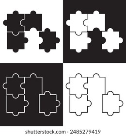 Puzzle icon. Line, solid and filled  version, outline and filled vector sign. Plugins symbol, logo illustration. Different style icons set. Pixel perfect vector illustration. EPS 10