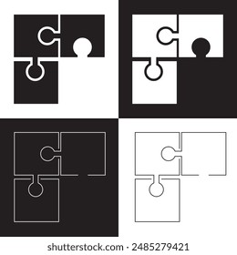 Puzzle icon. Line, solid and filled  version, outline and filled vector sign. Plugins symbol, logo illustration. Different style icons set. Pixel perfect vector illustration. EPS 10