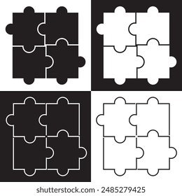 Puzzle icon. Line, solid and filled  version, outline and filled vector sign. Plugins symbol, logo illustration. Different style icons set. Pixel perfect vector illustration. EPS 10