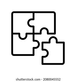 Puzzle Icon, Line Stil Symbol Vektorgrafik, Geeignet für Website, mobile App, Druck, Präsentation, Infografik und jedes andere Projekt.