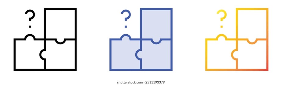 puzzle icon. Linear, Blue Fill and Gradient Style Design Isolated On White Background