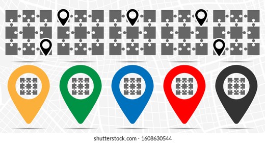 Puzzle icon in location set. Simple glyph, flat illustration element of charts and diagrams theme icons