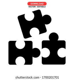 Icono de puzzle o logotipo símbolo de signo aislado Ilustración vectorial de alta calidad, iconos vectoriales de estilo negro
