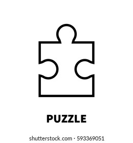 Puzzle icon or logo in modern line style. High quality black outline pictogram for web site design and mobile apps. Vector illustration on a white background.