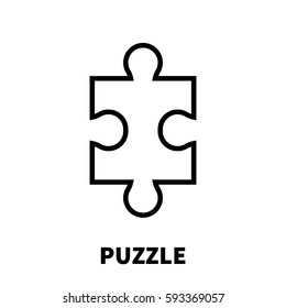 Puzzle icon or logo in modern line style. High quality black outline pictogram for web site design and mobile apps. Vector illustration on a white background.