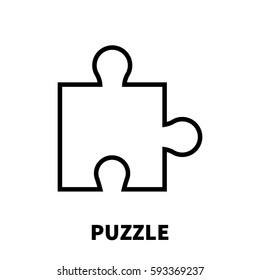 Puzzle icon or logo in modern line style. High quality black outline pictogram for web site design and mobile apps. Vector illustration on a white background.