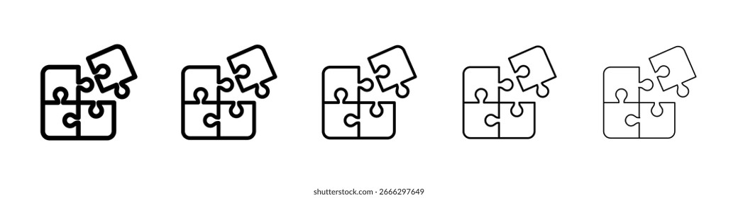 Logotipo do ícone de quebra- cabeça na coleção de linhas de traçado