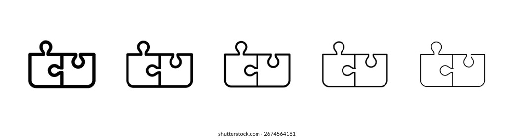 Puzzle icon logo in stroke lines collection