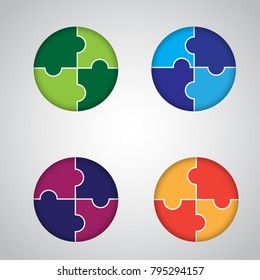 Puzzle icon logo vector. Colorful logo