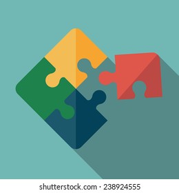 puzzle icon with long shadow